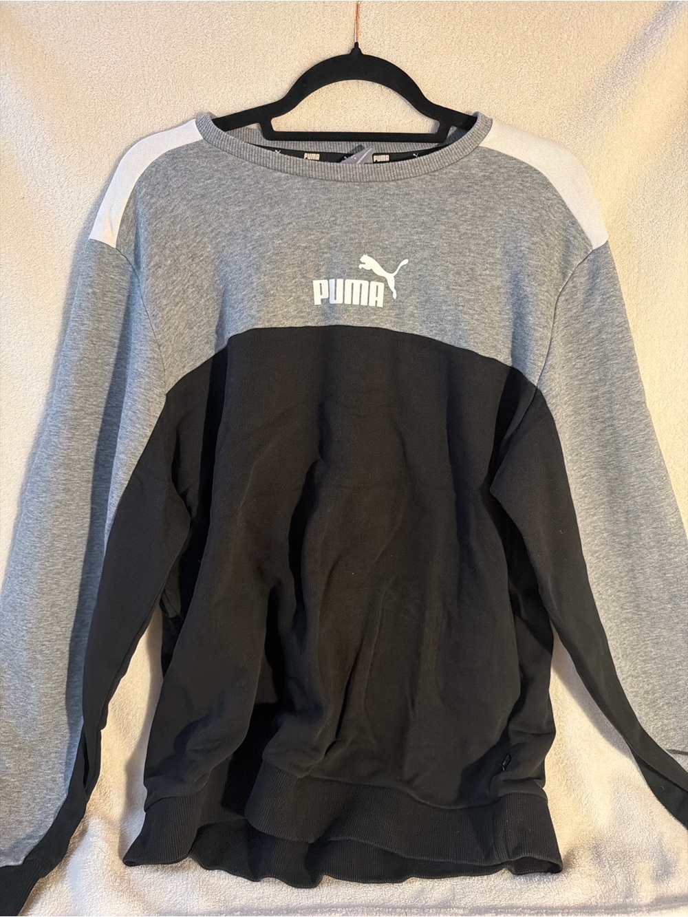 Puma Men’s Crewneck Sweatshirt - Gray, Black & White